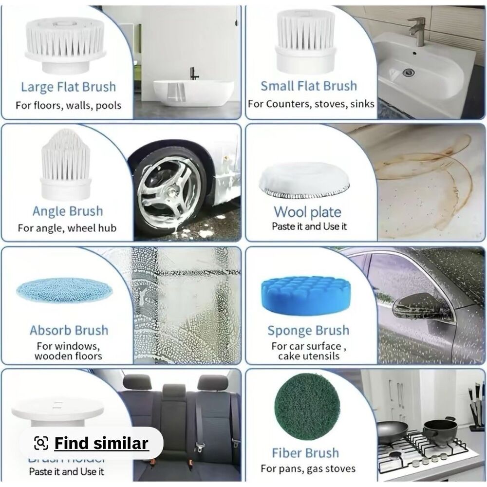 8-in-1 Electric Cleaning Brush Cordless USB-C Rechargeable Scrubber New - Picture 10 of 10